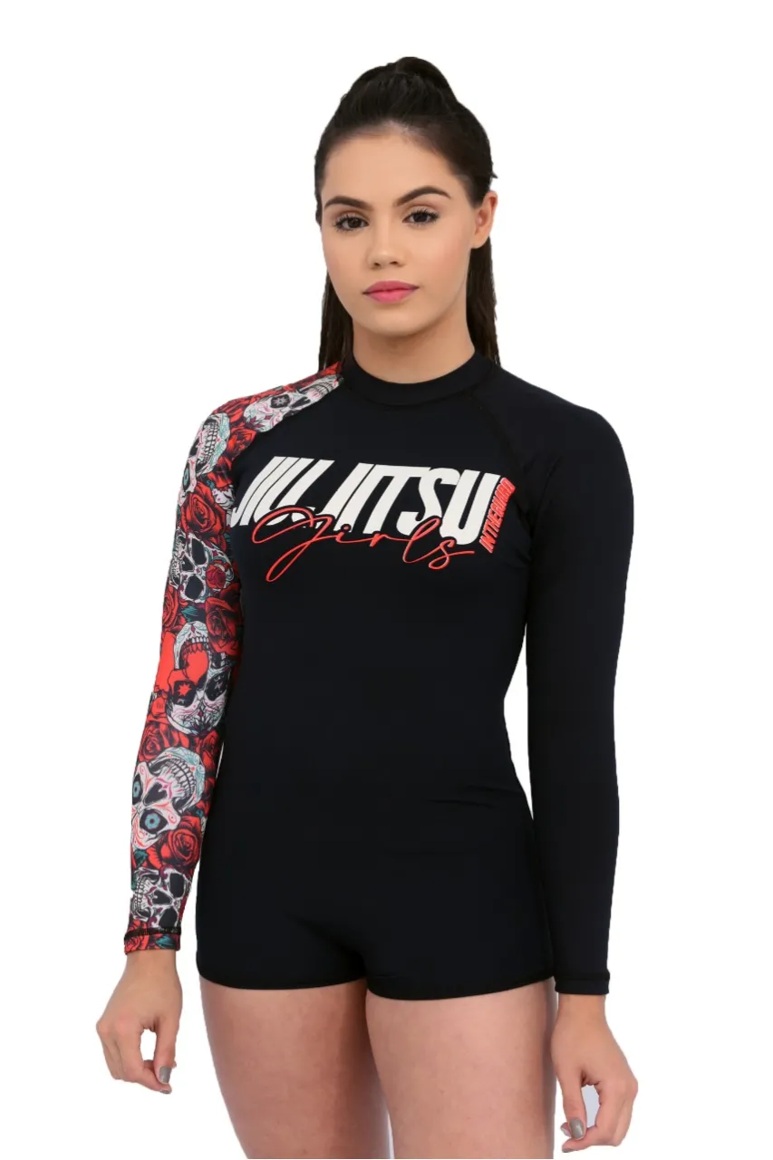 Body Feminino Jiu-Jitsu Red Skull