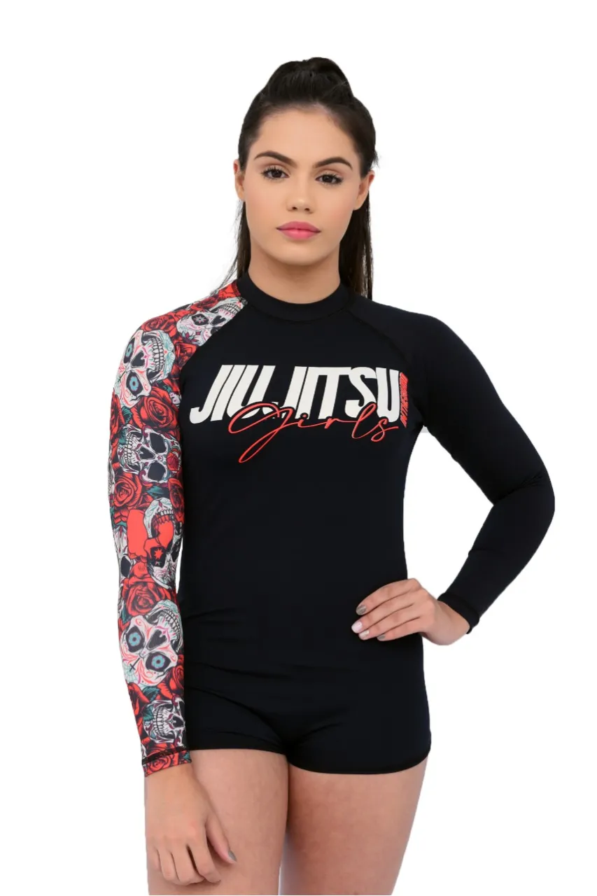 Body Feminino Jiu-Jitsu Red Skull