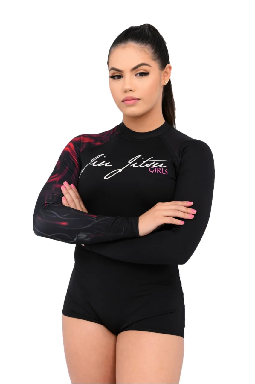 Body Feminino Jiu-Jitsu Rosas
