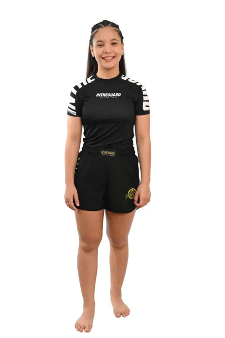 Rash Guard Infantil Feminina Cores de Faixas Preto 