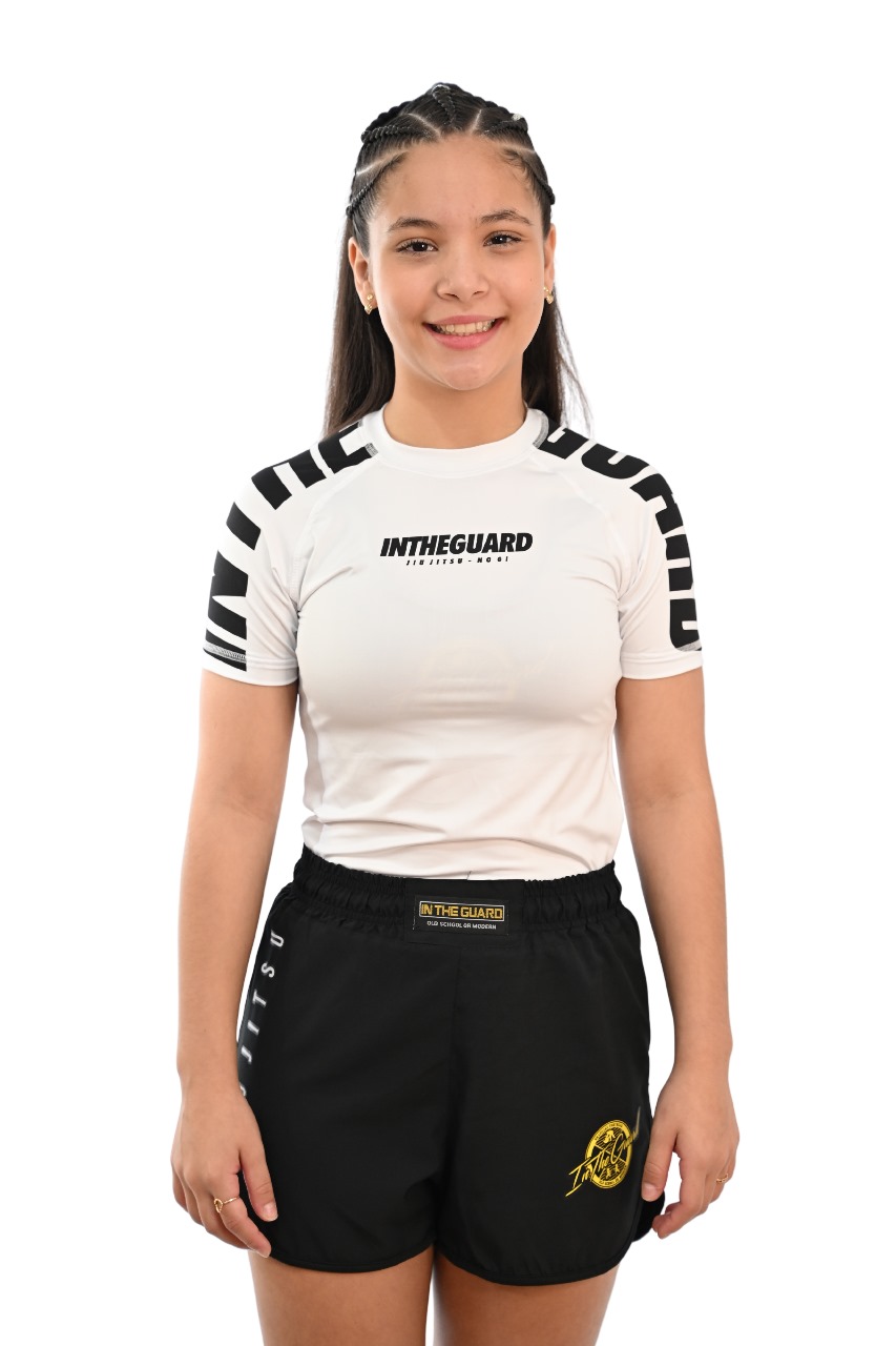 Rash Guard Infantil Feminina Cores Faixas Branca