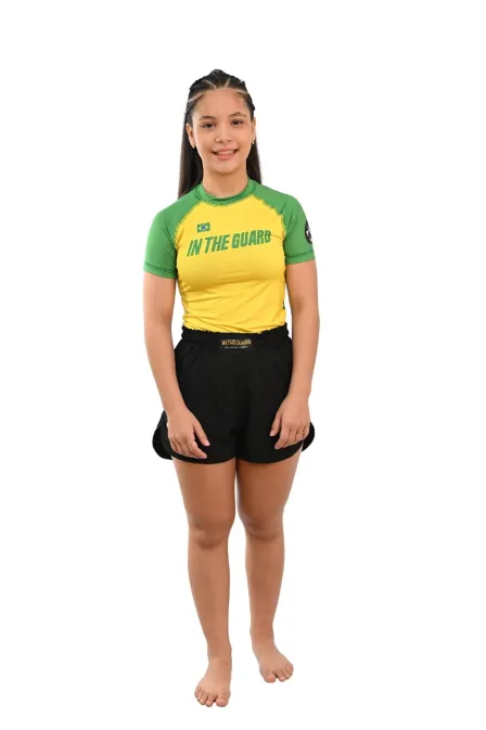 Rash Guard Infantil Feminina Brasil Amarelo