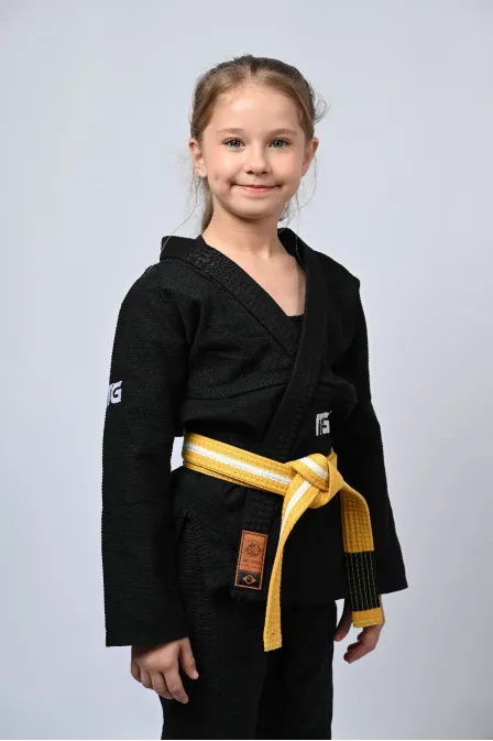 Kimono Infantil In The Guard Feminino Xadrez Preto