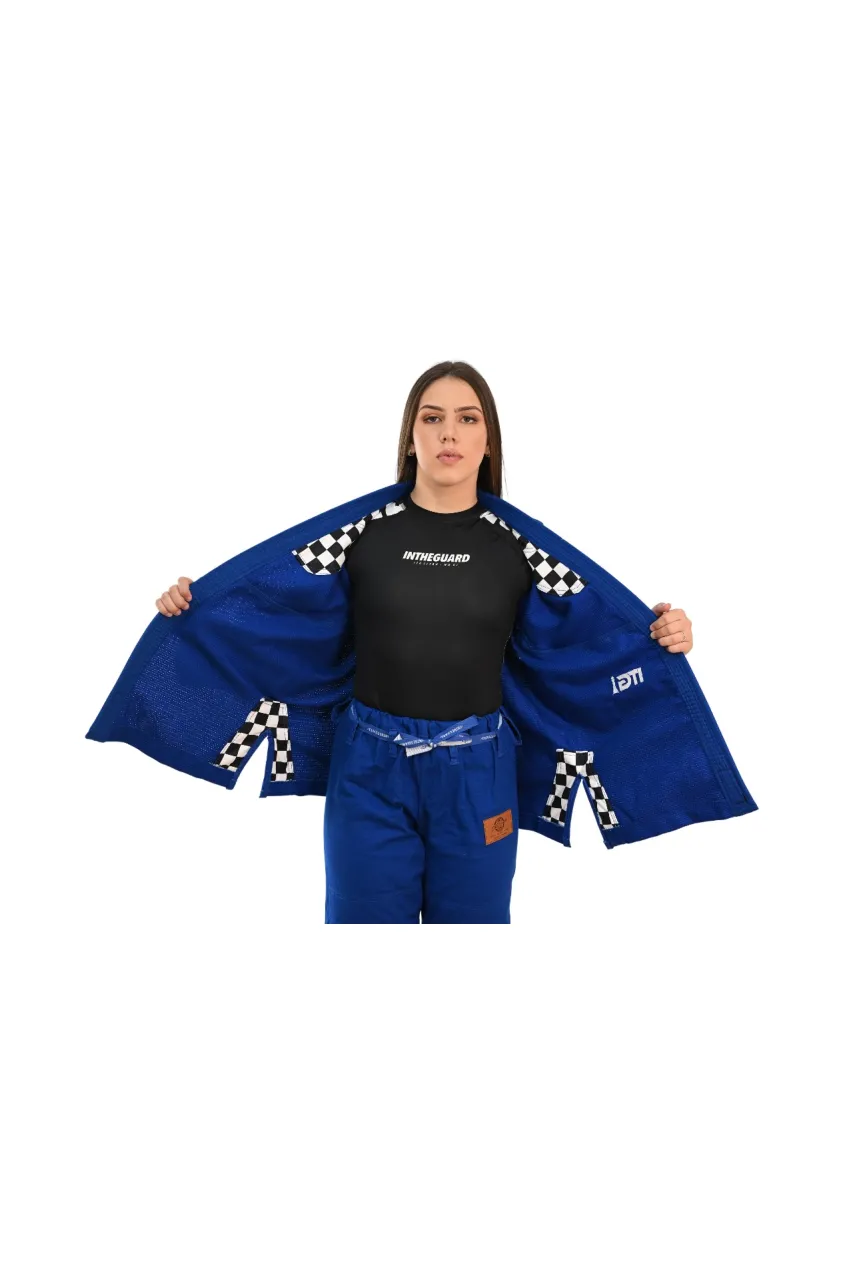 Kimono In The Guard Feminino Xadrez Azul