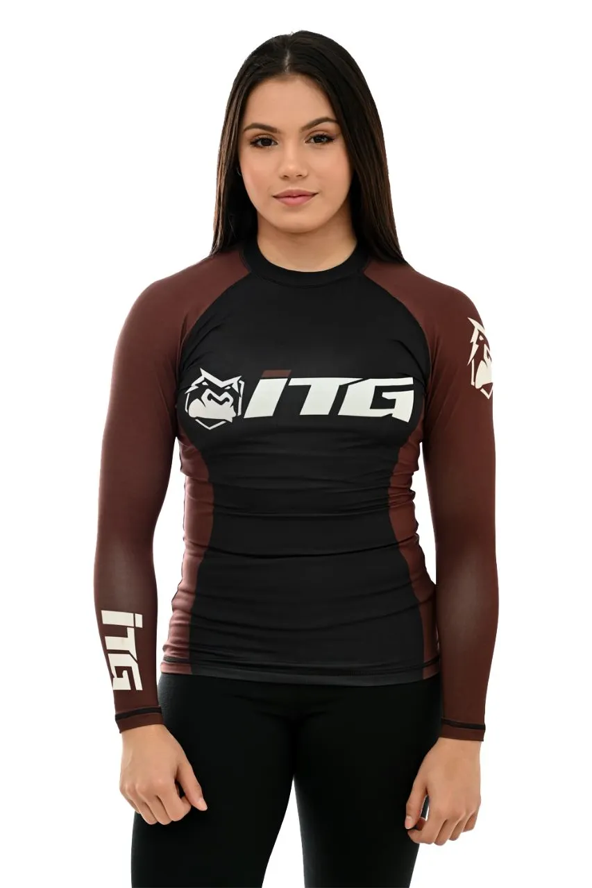 Rash Guards Feminina, ITG Manga Longa Marrom