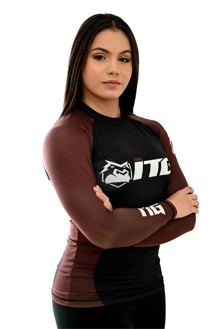 Rash Guards Feminina, ITG Manga Longa Marrom
