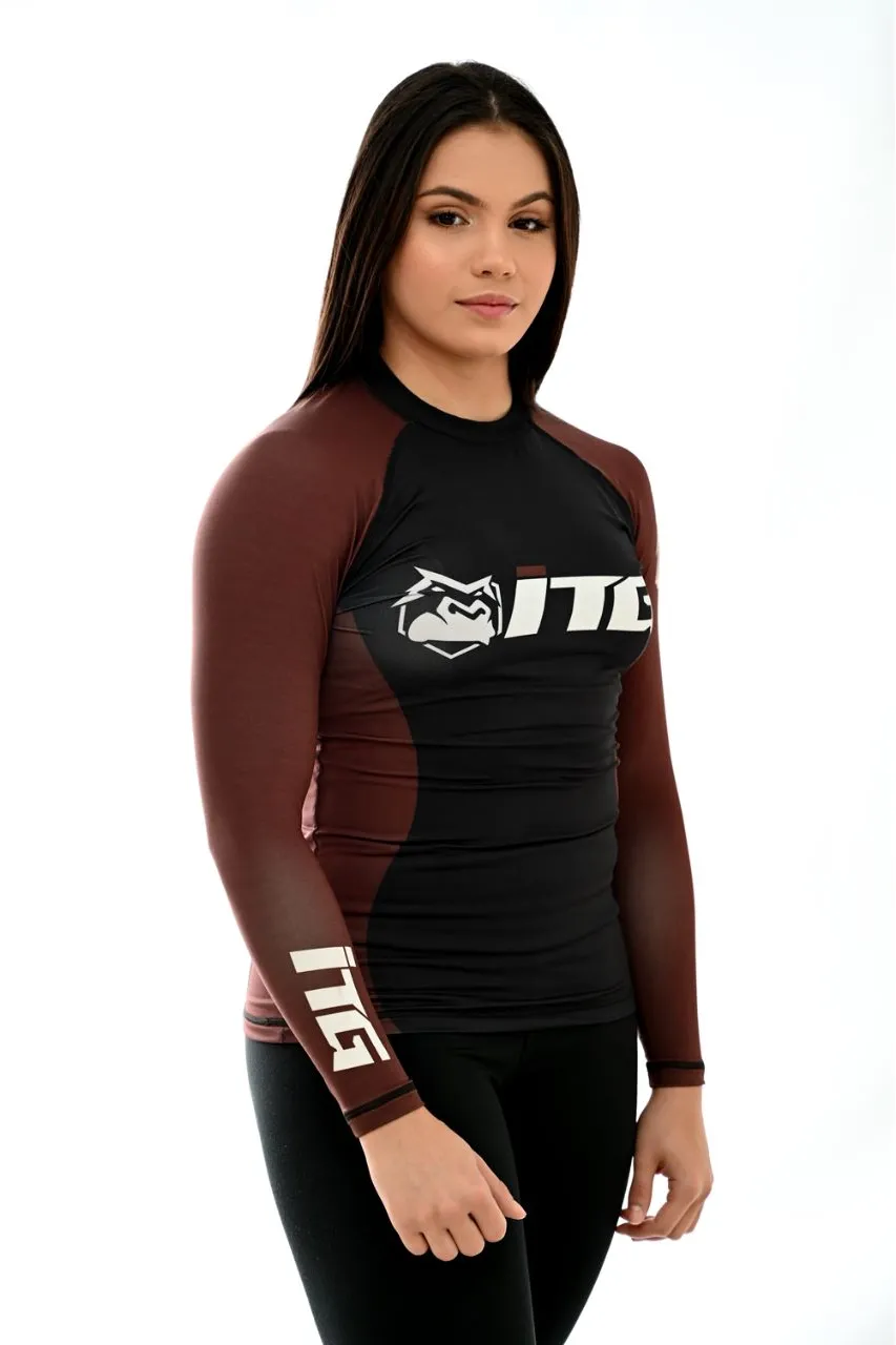 Rash Guards Feminina, ITG Manga Longa Marrom