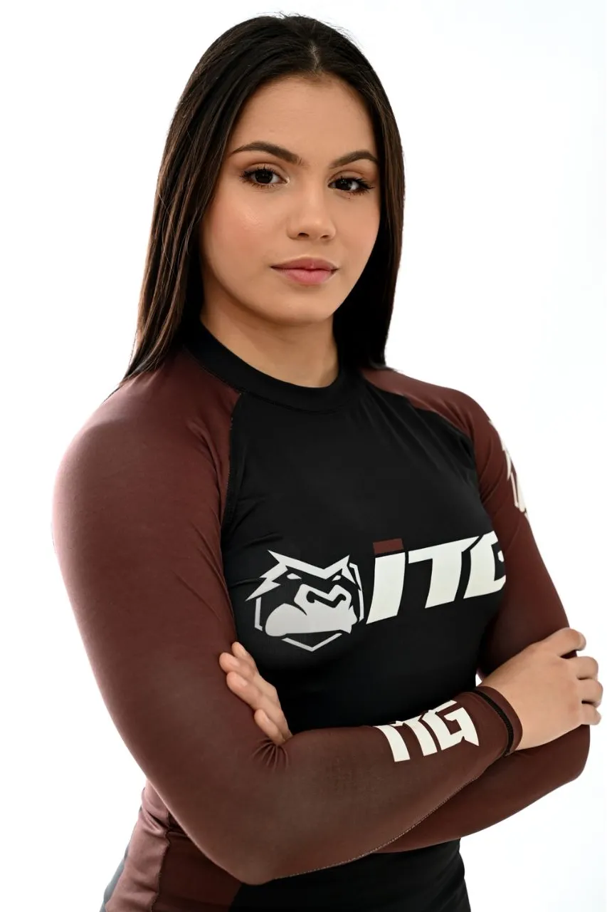 Rash Guards Feminina, ITG Manga Longa Marrom