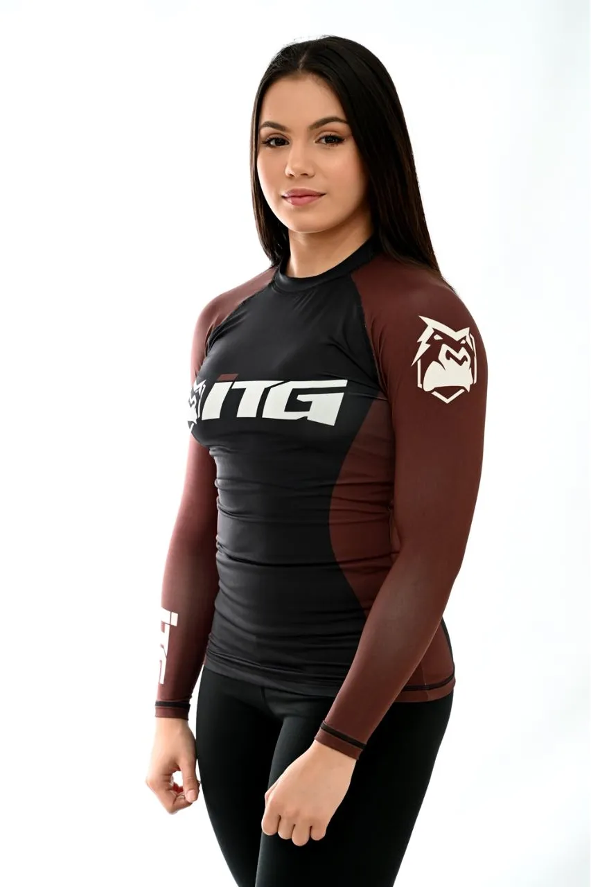 Rash Guards Feminina, ITG Manga Longa Marrom
