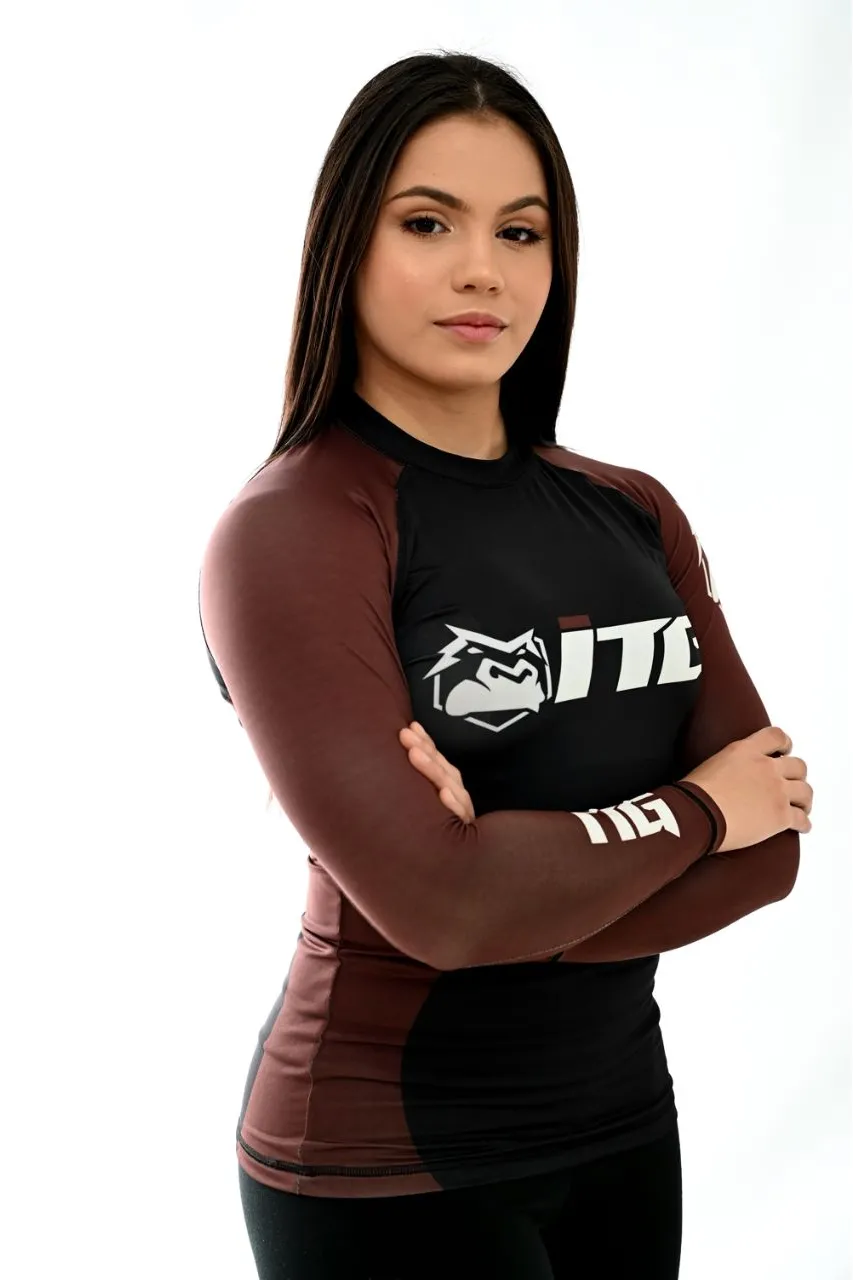 Rash Guards Feminina, ITG Manga Longa Marrom