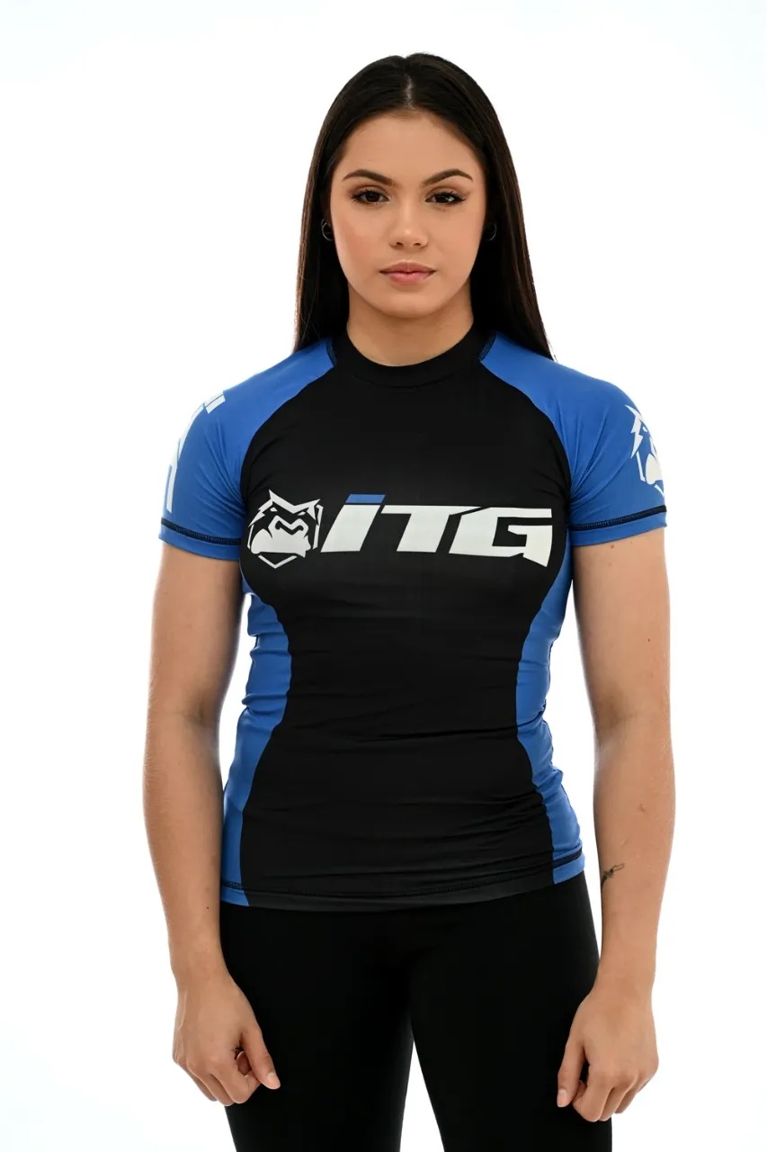 Rash Guard Feminina ITG Manga Curta Azul
