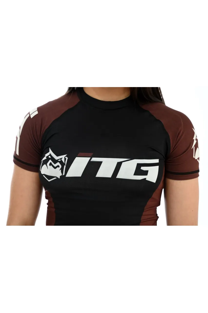 Rash Guard Feminina ITG Manga Curta Marrom