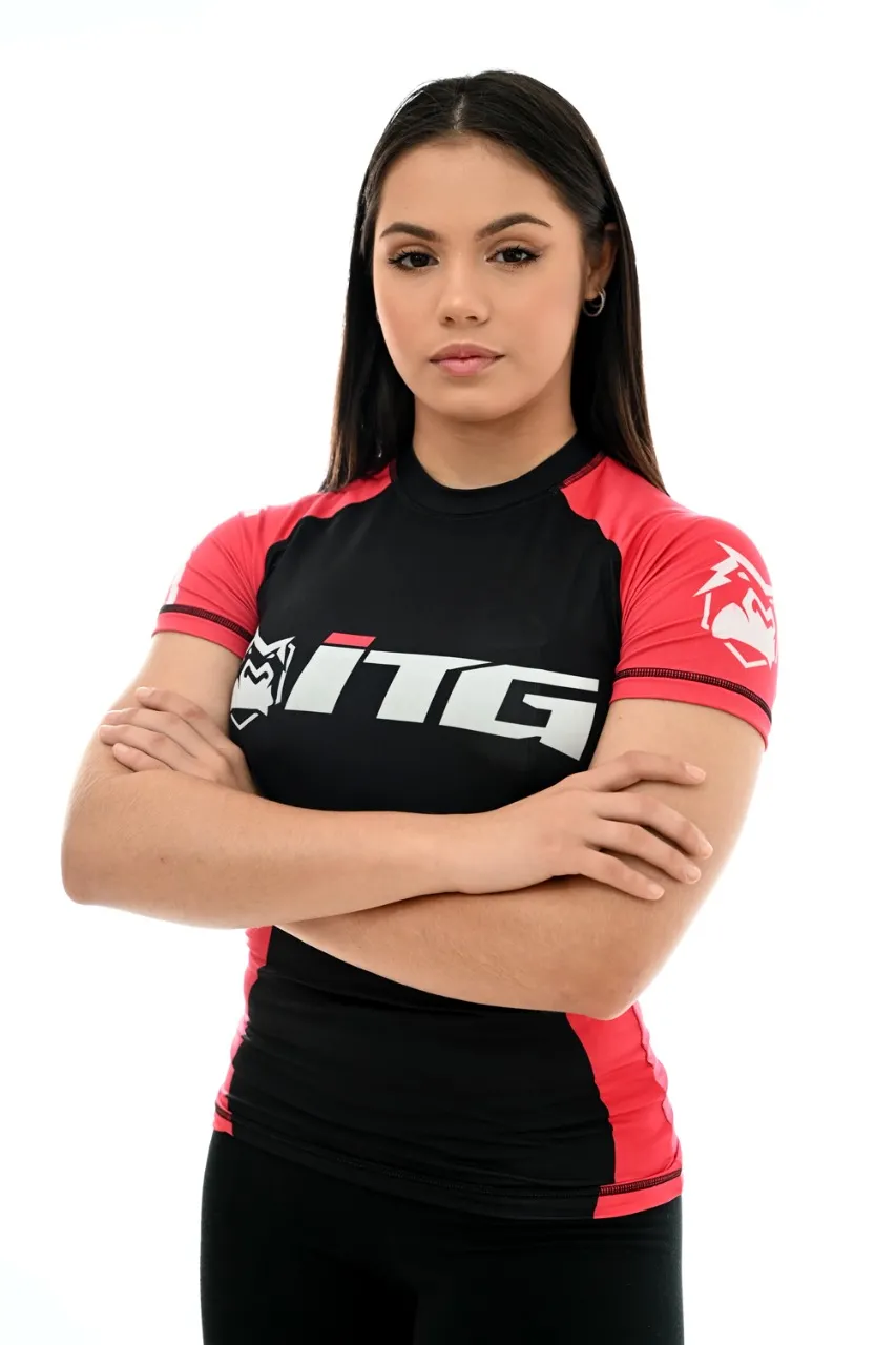 Rash Guard Feminina ITG Manga Curta Vermelha