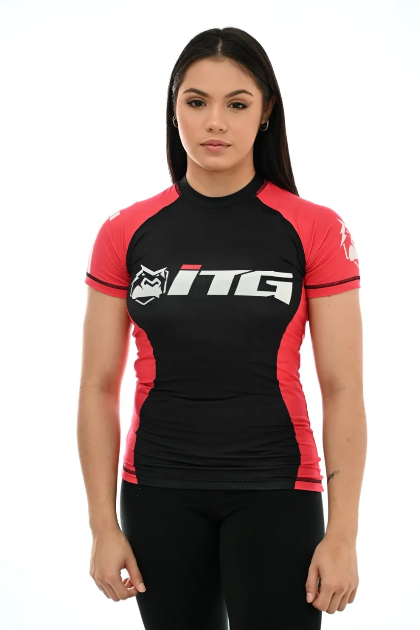 Rash Guard Feminina ITG Manga Curta Vermelha